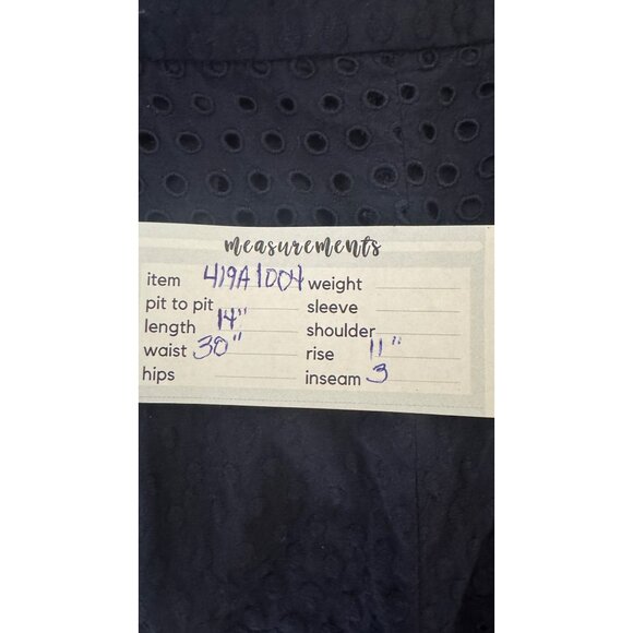 J. Crew Size 4 Navy Blue Eyelet Cotton Shorts - Picture 10 of 11